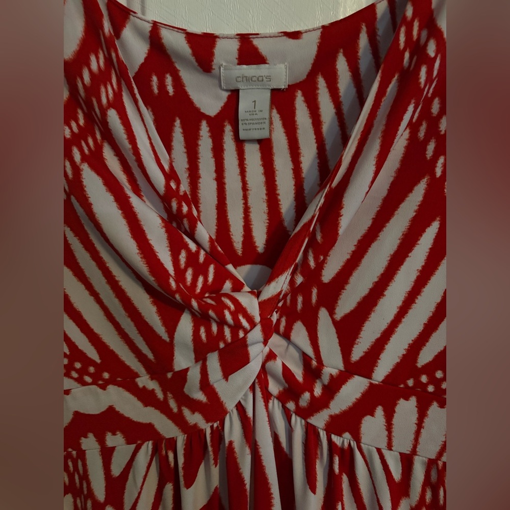 ‼️SOLD‼️During Live Show Chico's Red and White Twist-Front Maxi Dress size 1 - Picture 3 of 6